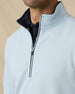 Optic Quarter Zip in Nantucket Blue with contrast collar and zipper detail close-up