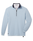 Optic Quarter Zip in Nantucket blue with waffle knit textured performance fabric and contrast collar, front view