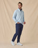 Men’s Optic Quarter Zip in Nantucket Blue, styled full outfit view with dark pants