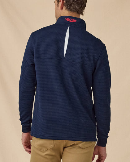 Men’s Optic Quarter Zip in New Indigo / White / Flag Red, back view