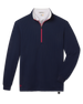 Optic Quarter Zip in New Indigo body, White inner collar and Flag Red zipper trim, front product view