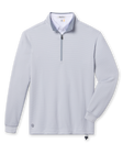 Front flat lay of the Optic Quarter Zip in silver featuring waffle-texture fabric