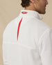 Optic Quarter Zip in White / Flag Red / New Indigo with back vent and embroidered logo detail