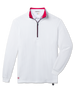 Optic Quarter Zip in White body Flag Red inner collar and New Indigo zipper trim, front product view
