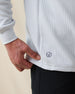 Close-up hem detail of the silver Optic Quarter Zip highlighting textured waffle-knit fabric and embroidered SD logo