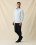 Optic Quarter Zip in silver, full outfit paired with black golf pants and black sneakers