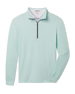 Crusher Quarter Zip in Mint Tea with a stand collar, contrasting dark zipper and long sleeves.