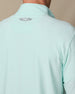 Back view of the men’s Crusher Quarter Zip in Mint Tea, featuring a stand collar and embroidered Straight Down winged logo below the collar.