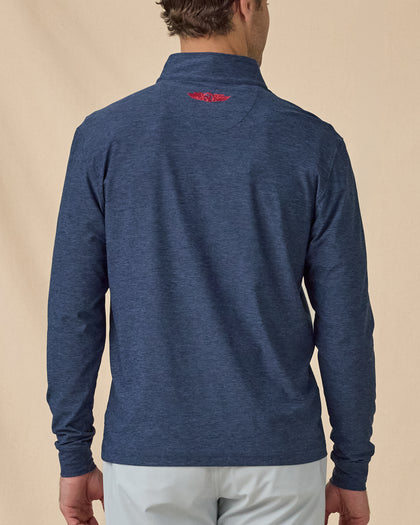 Men’s Crusher Quarter Zip in Navy / Flag Red, back view