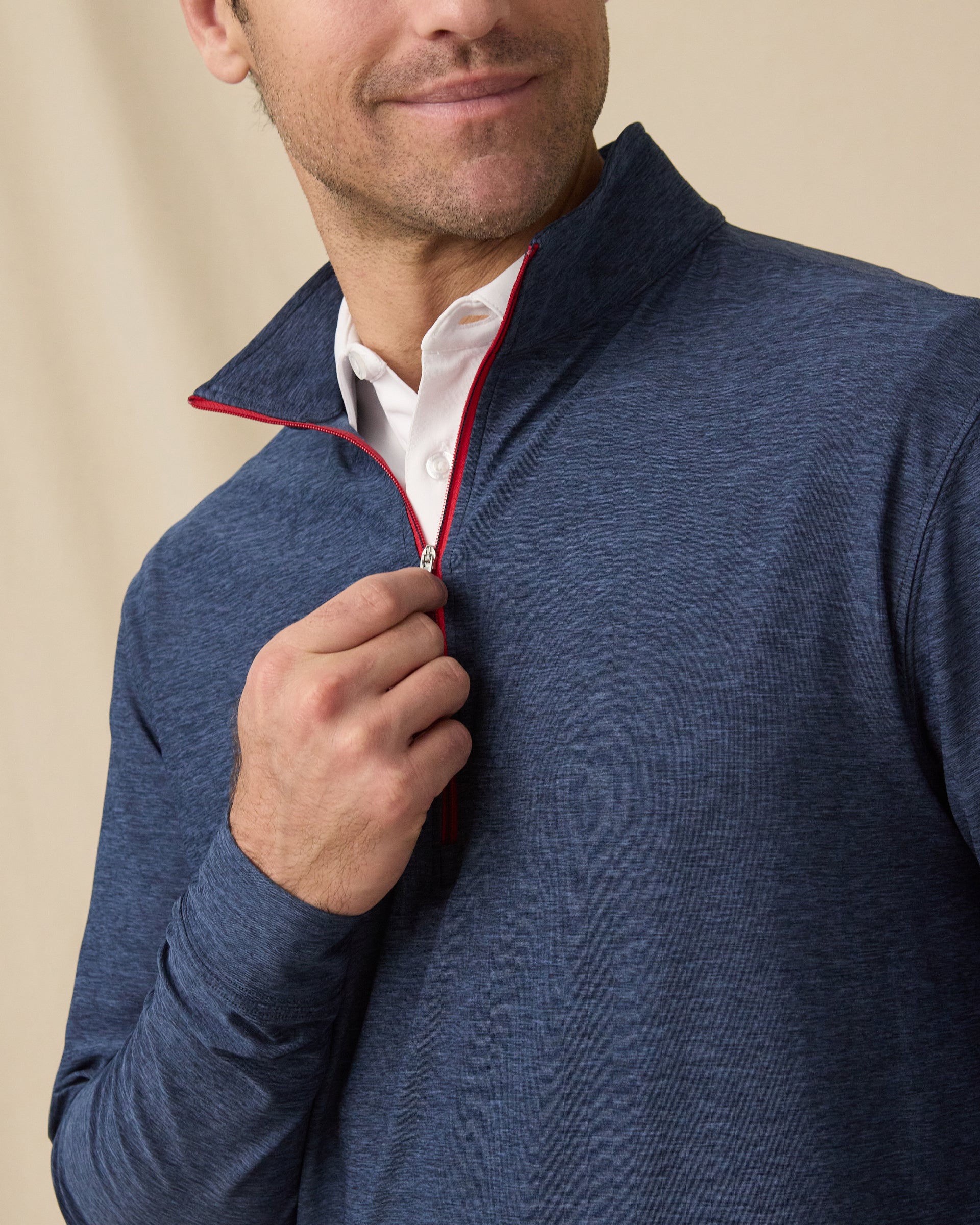 Crusher Quarter Zip - Navy / Flag Red | Straight Down