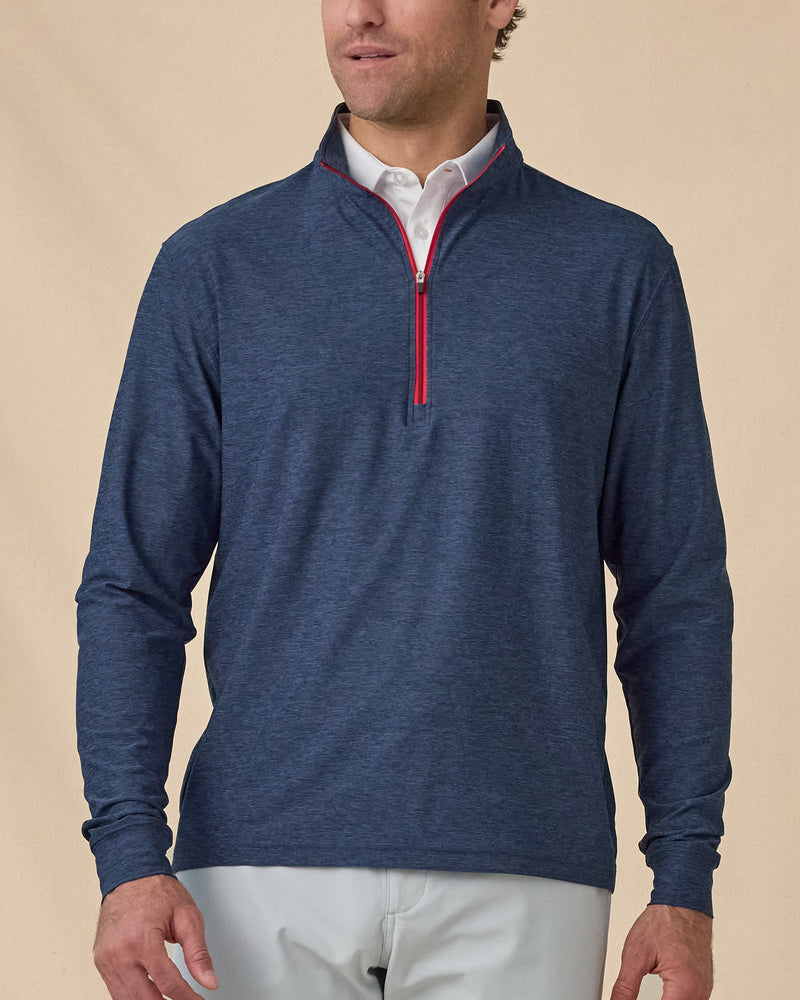 Men’s Crusher Quarter Zip in Navy / Flag Red, front model view
