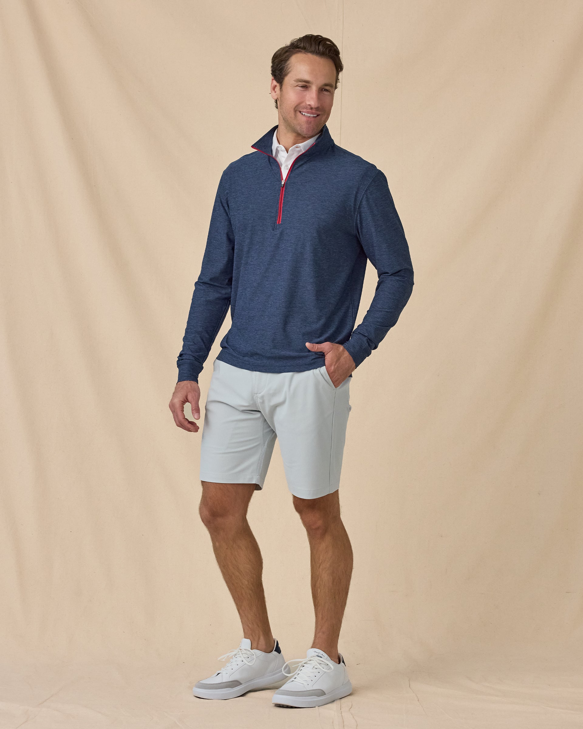 Crusher Quarter Zip - Navy / Flag Red | Straight Down