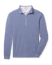 Crusher Quarter Zip in Moonlight featuring heathered blue fabric, a stand collar, contrast quarter-zip closure, and long sleeves.