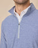 Close-up of the Crusher Quarter Zip in Moonlight showing the heathered fabric, stand collar, and contrast quarter-zip detail.