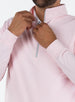 Men's Ballard Quarter Zip Pullover with Soft Pink Base, close-up collar detail view