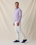 Man wearing Ballard Quarter-Zip in mulberry, full outfit view with casual styling