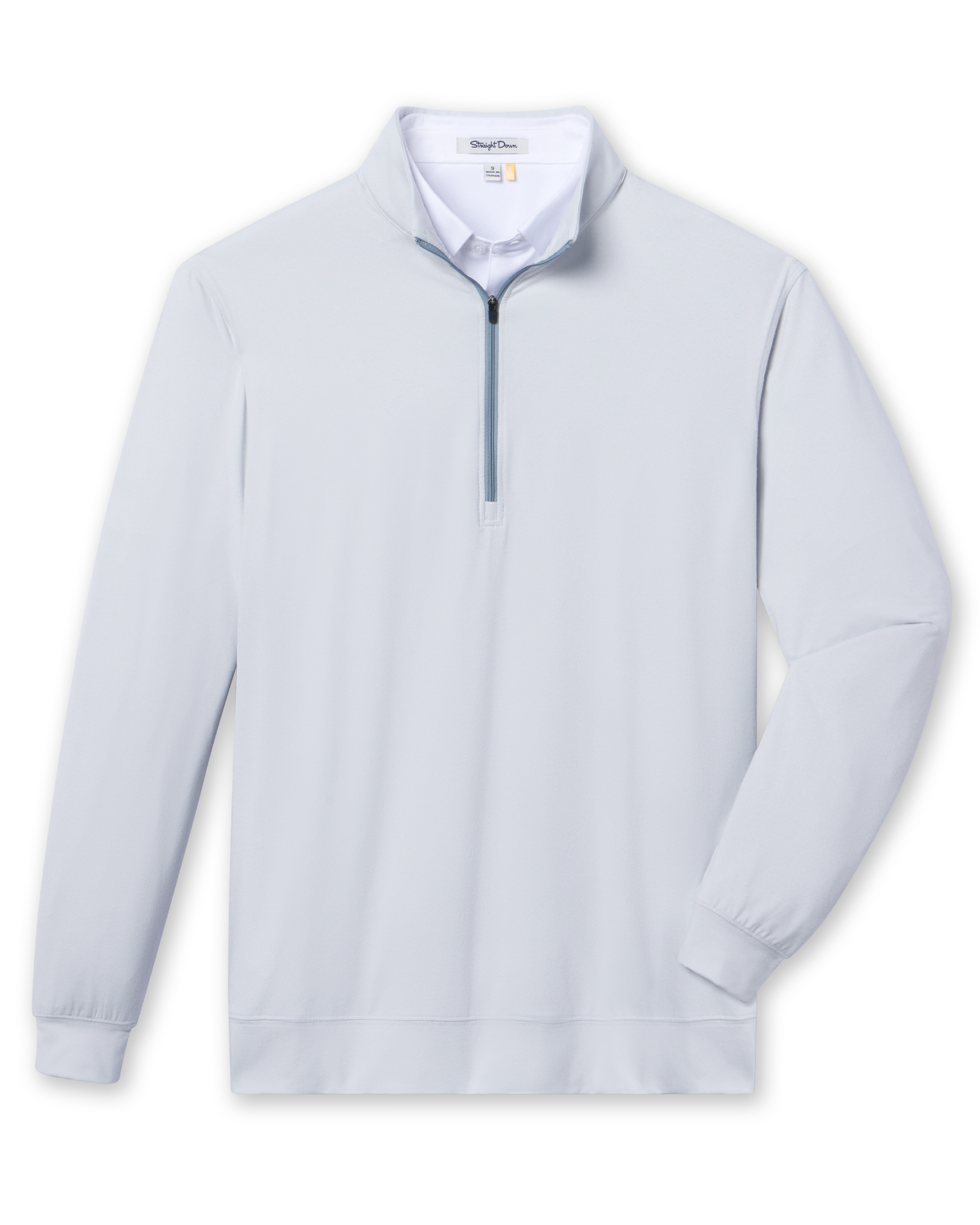Ballard Quarter-Zip in silver, front product view with clean minimalist design