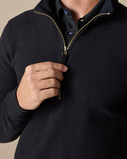 Major Quarter Zip in black, collar and zipper detail