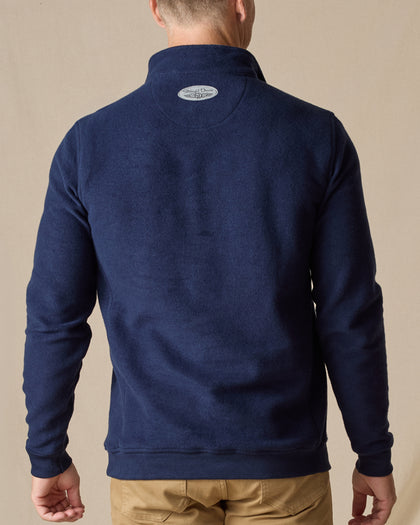 Major Quarter Zip in indigo blue, back model view