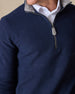 Major Quarter Zip in indigo blue, collar and zipper detail