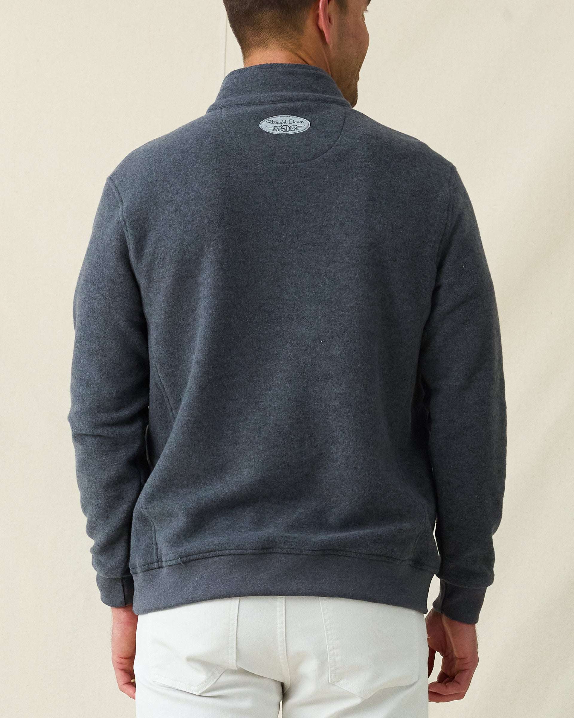 Major Quarter Zip in dark charcoal grey, back view