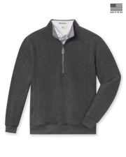 Major Quarter Zip in dark charcoal, front product flat lay view