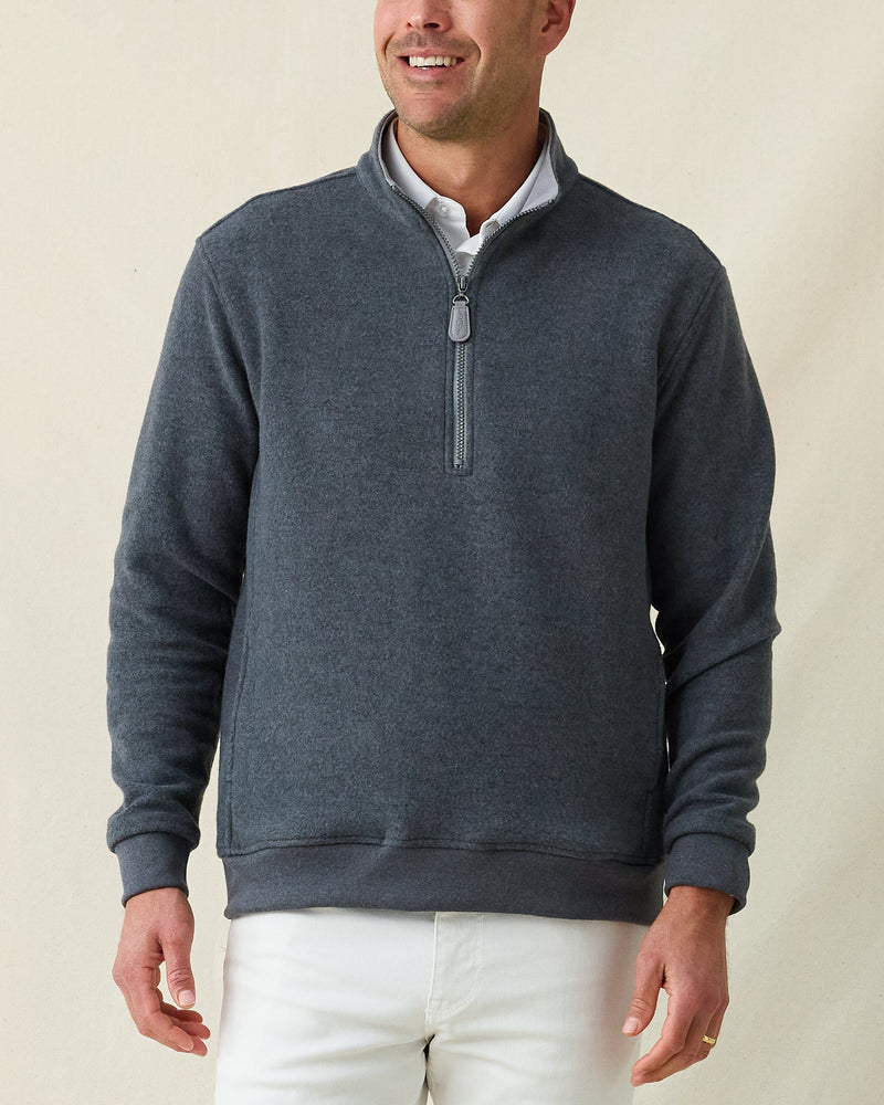 Major Quarter Zip in dark charcoal grey, front model view