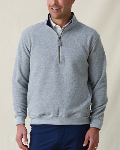 Major Quarter Zip in heather grey, front model view