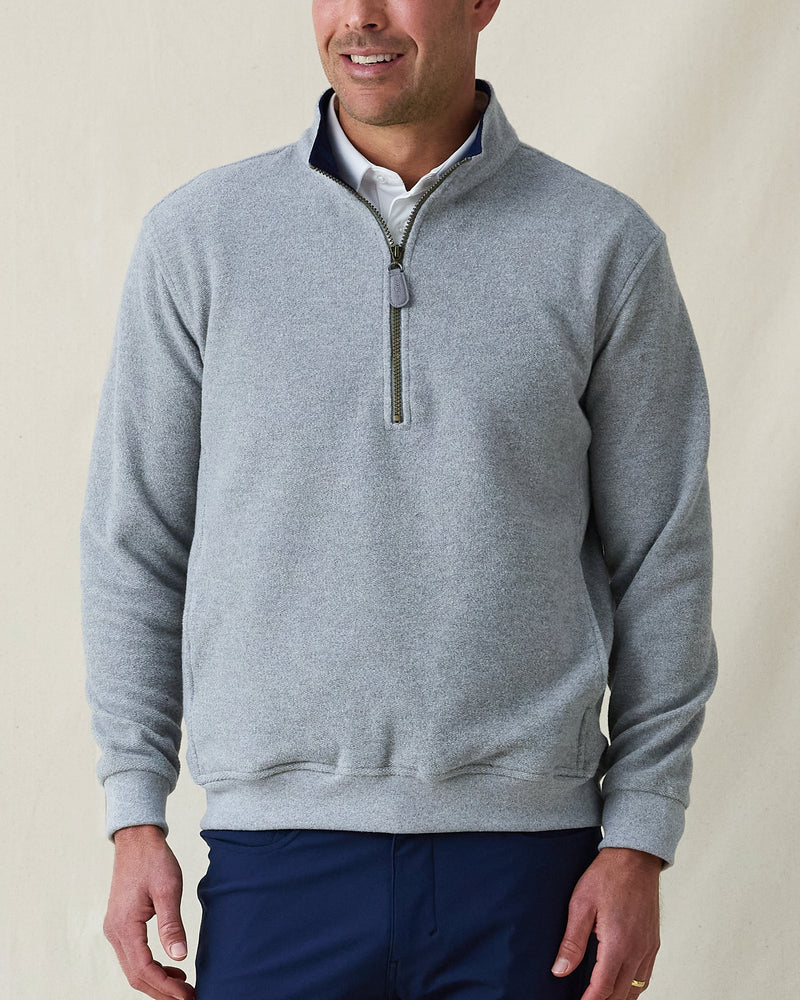 Major Quarter Zip in heather grey, front model view
