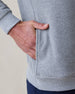 Major Quarter Zip in heather grey, hand in side pocket detail view