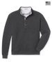 Men's Foothill V2 Placket in Charcoal, flat lay front view featuring a solid fleece construction with a button placket, stand-up collar with grey interior, ribbed cuffs and hem, layered over a white collared shirt