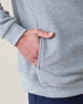 Men's Foothill V2 Placket in Heather, close-up detail view of the side hand pocket on grey heathered fleece