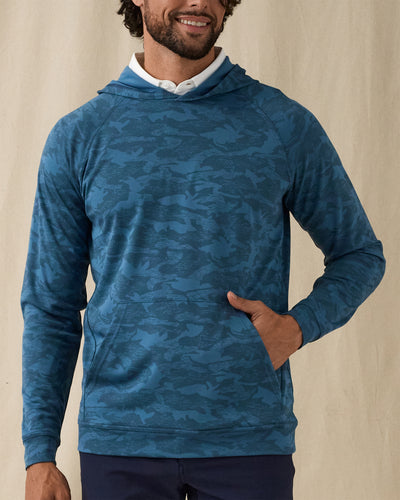 MacKenzie Hoodie in Petrol Camouflage Blue, front model view