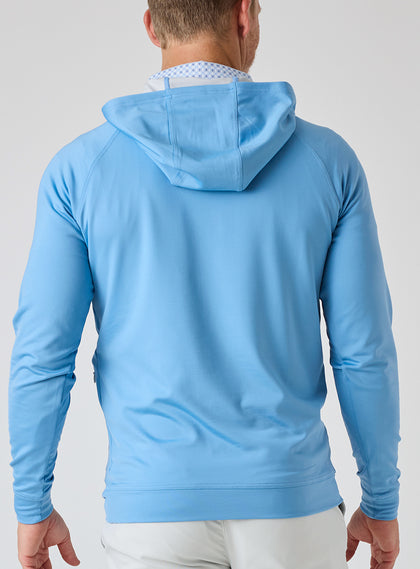 MacKenzie Hoodie in Ocean Blue, back model view