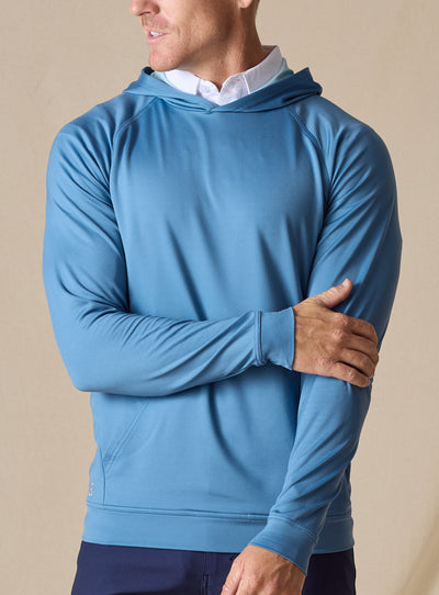 MacKenzie Hoodie in Petrol Blue, front model view