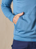 MacKenzie Hoodie in Petrol Blue, kangaroo pocket detail view
