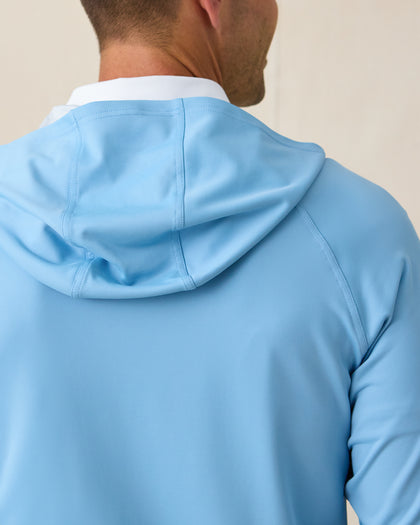 MacKenzie Hoodie in Coastal Blue, back hood detail view