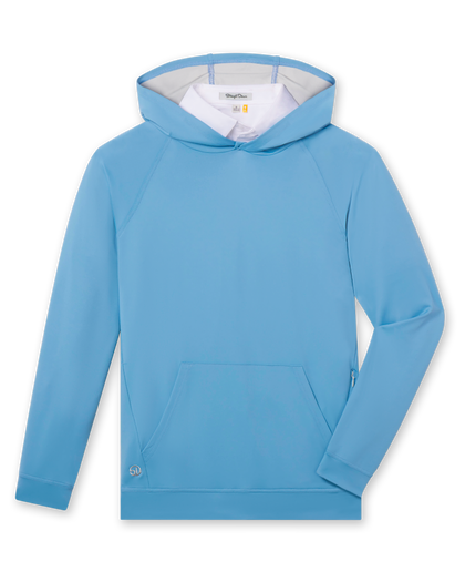 MacKenzie Hoodie in Ocean Blue, front flat lay view