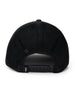 Night Landscape Hat in Black, rear view featuring a black mesh trucker cap with a black snapback closure and small Straight Down logo tab on the left side