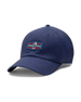 Straight Down SD Mountain Hat in Navy, angled view showing navy structured body with red, white, and blue Straight Down mountain patch on front panel