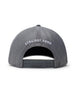 Straight Down SD Flag Hat in Charcoal, back view showing grey mesh panel with embroidered Straight Down text and adjustable snapback closure