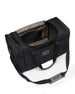 Straight Down Montana Duffle Bag in Black, open top view featuring a black nylon duffle bag with a gray interior lining, showing the spacious main compartment and Straight Down logo strap pad