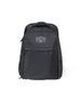Straight Down Montana Backpack in Black, front view featuring a black ripstop nylon backpack with a Straight Down mountain badge logo patch, front zip pocket, and top carry handle