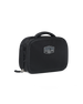 Straight Down Montana Dopp Bag in Black, front angle view featuring a black toiletry bag with a Straight Down mountain badge logo patch, zip closure, and top carry handle