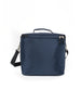 Straight Down Montana Cooler Bag in New Indigo, back view featuring a navy insulated cooler bag with a top carry handle, zip closure, and adjustable black crossbody strap with silver clip hardware