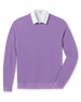 Men's Links Crewneck Sweater in Amethyst, flat lay front view featuring a solid purple textured knit body with long sleeves and ribbed cuffs and hem