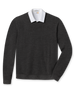 Men's Links Crewneck Sweater in Charcoal, flat lay front view featuring a heathered charcoal textured knit body with long sleeves and ribbed cuffs and hem