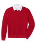 Men's Links Crewneck Sweater in Flag Red, flat lay front view featuring a solid red textured knit body with long sleeves and ribbed cuffs and hem
