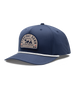 Bear Country Rope Hat in New Indigo, side view featuring a navy structured cap with a woven bear patch reading "Straight Down Clothing Company, San Luis Obispo, CA Since 1989" on the front panel, with a white rope brim detail