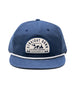 Bear Country Rope Hat in New Indigo, front view featuring a cream and navy arched Straight Down Clothing Company bear patch on the front panel with a white rope detail along the brim